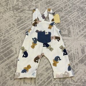Turtledove London Bear Print Overalls with Blue Pocket